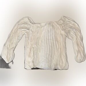 Express Cream Pleated Off-Shoulder Blouse
